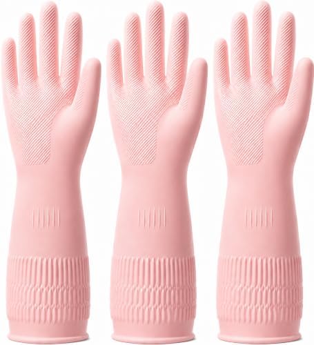 Rubber Dishwashing Gloves, 3 Pairs, Long Cuff Cleaning Gloves by Unknown