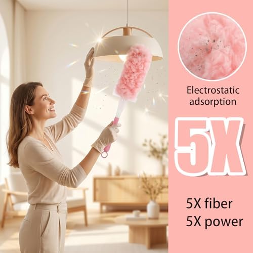62Pcs Duster Kit 60 Refills and Extendable Handle Microfiber Dusting - Image 7