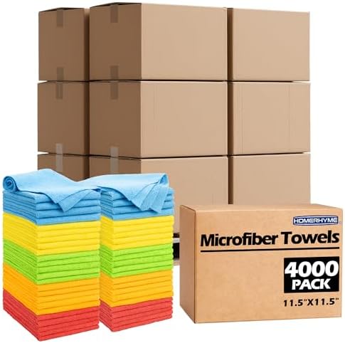 Microfiber Cleaning Cloth, 4000 Pack Cleaning Rags Microfiber Towel Bulk by HOMERHYME