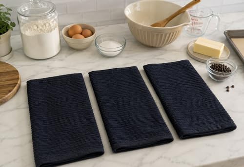 Dark Navy Blue Kitchen Hand Dish Towels, 100% Cotton - Image 5