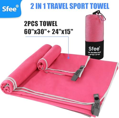 Sfee 2 Pack Microfiber Travel Towel, Quick Dry Towel Camping Towel Large Beach - Image 3