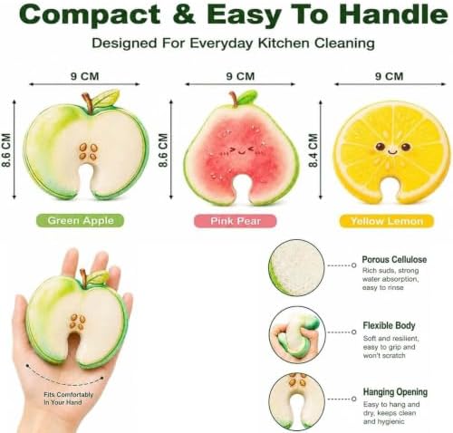 Fruit Shaped Dishwashing Sponge Scrubber, Faucet Hanging Design - Image 3