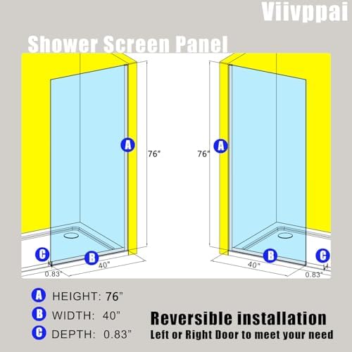 Shower Screen 40" x 76" Shower Wall Panel Matte Black - Image 3