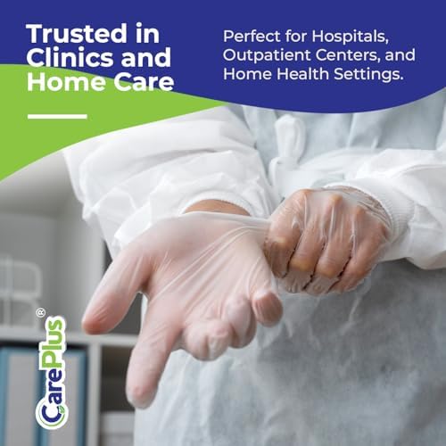 CARE PLUS Clear Vinyl Gloves Small, Latex Free Multipurpose - Image 3