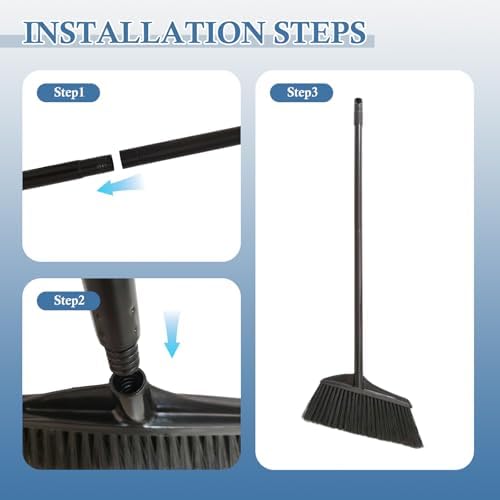 Black Broom for Floor Cleaning, Manual Sweeper for Kitchen, Small Spaces - Image 5