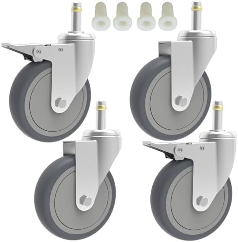 RILIDRI 5-Inch Swivel Stem Caster, 7/16-Inch Stem Diameter Rubber Wheel by RILIDRI