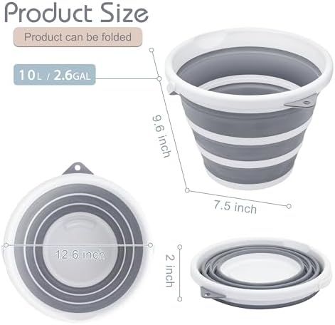 Goderewlid Collapsible Bucket 2.6 Gal/10L, Space-Saving, Portable Foldable - Image 2