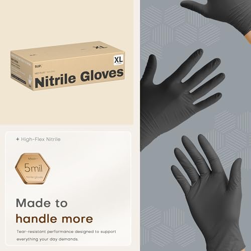 SUP Med Plus™ Nitrile Gloves, 5 Mil Powder-Free Disposable Black 75 | 750Ct - Image 4