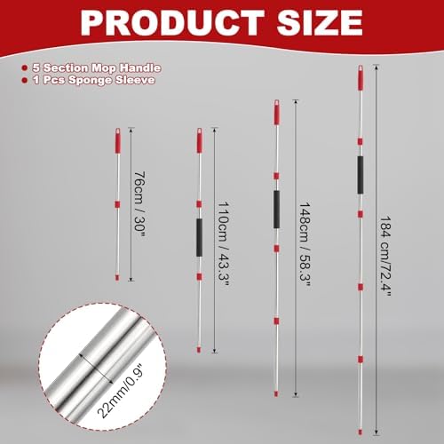 uxcell Spin Mop Replacement Handle 5 Section 30"-to-72 Red - Image 2