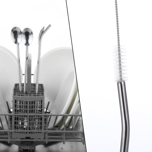 Stainless Steel Spoon Straws 6 Pack, 2 in 1 Snow Cone Straws - Image 4