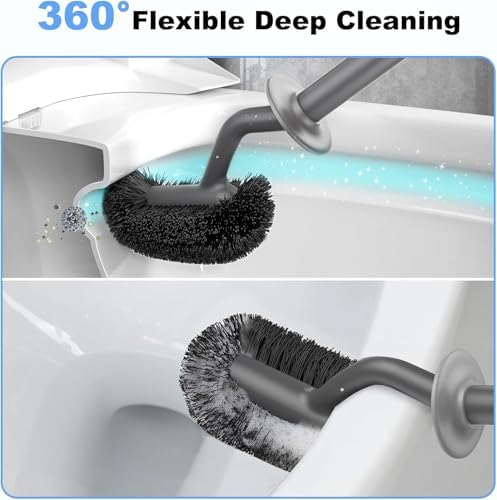 HAMITOR Toilet Bowl Brush Holder Set: Curved Design - Image 3
