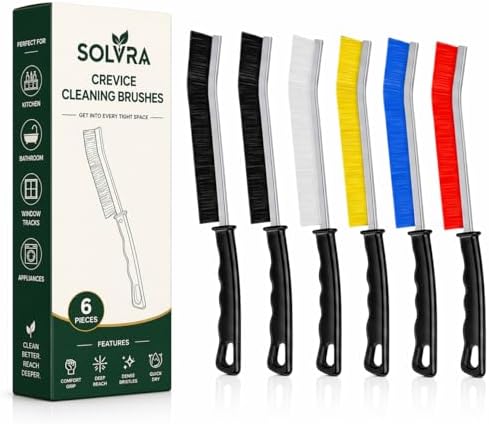 Crevice Cleaning Brush Set 6Pcs Hard Bristle Tools by Solvra