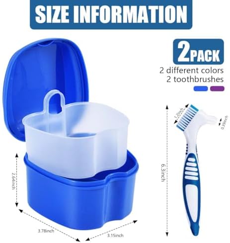 KISEER 2 Pack Denture Bath Case Cup Box Holder Storage Container - Image 2
