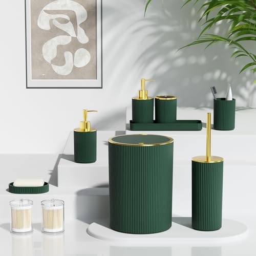 Dark Green Bathroom Accessories Set - Image 6