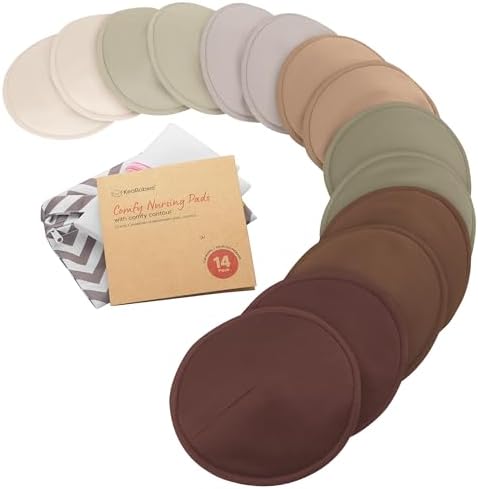 Organic Nursing Pads, 14 Washable Breast Pads, Wash Bag by KeaBabies