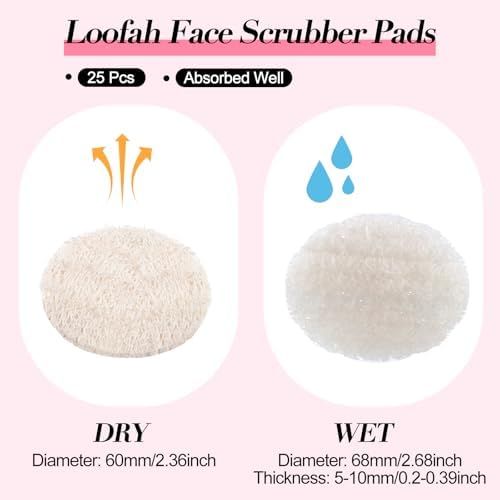 25 Pcs Natural Loofah Exfoliating Pads 2.36" - Image 2