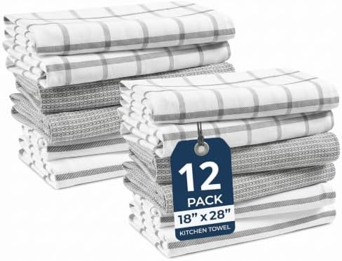 LANE LINEN Kitchen Towels Set 100% Cotton Soft & Absorbent 12 Pack by LaneLinen