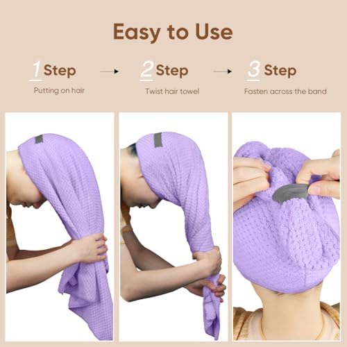 HOMEXCEL 5PK Microfiber Hair Towels, 40x20 in, Fast Drying - Image 6