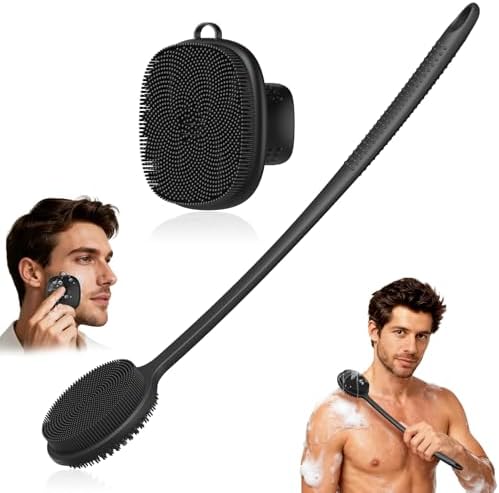 Silicone Back Scrubber for Shower &Silicone Face Scrubber, Soft Body & Facial by -100SoftSilicone-