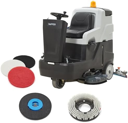 Battery Powered Ride-On Commercial Floor Scrubber Machine, 46 gal Solution Tank by DapperSupply