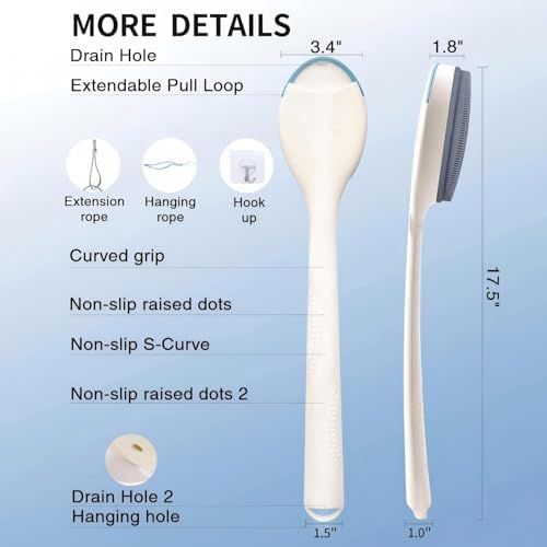 Extendable Silicone Back Scrubber-17.5"-32", 4X Firm Exfoliation - Image 6