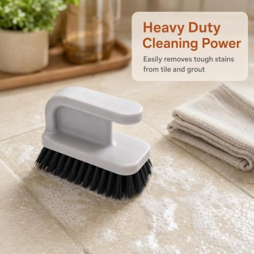 2-Pack Scrub Brush with Ergonomic Handle, Grout Cleaning Brush - Image 4