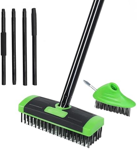 3 in 1 Scrub Brush with Long Handle – Your All-Purpose Deck Brush, Weeding Tool by BSMstonehouseholdsupplies