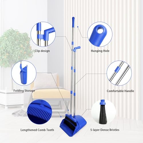Broom and Dustpan Set, Long Handle Lightweight Dustpans - Image 5