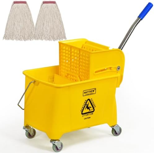 Matthew Cleaning 22 Quart Compact Mop Bucket INCL.2 Pack Mop Head by MATTHEWCLEANINGPRODUCTS