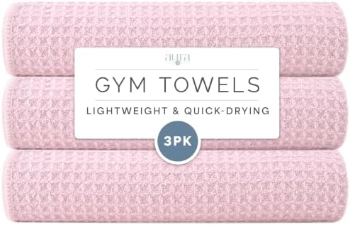 S&T INC. Microfiber Gym Towels, 3 Pack, Honeycomb Pink by STINC