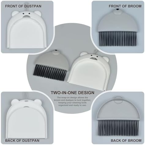 Mini Broom and Dustpan Set 6.2x6.3 Inches Compact Hand Broom - Image 2