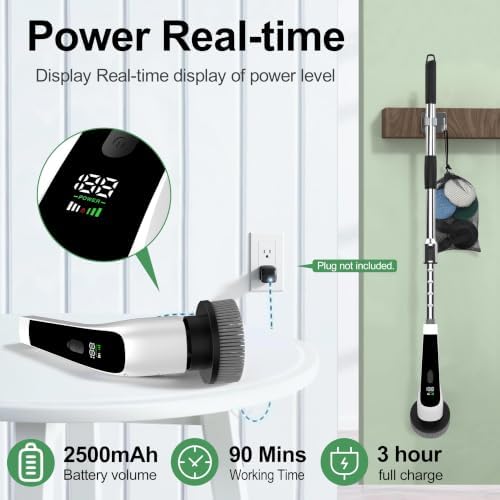 Electric Spin Scrubber, Bathroom Scrubber LED Digital Display - Image 2
