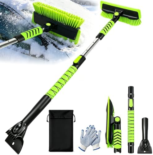 Snow Brush for Car with Ice Scraper, Soft TPR Squeegee & Extendable Handle by XINDELL-NotJustForCleaningButForLifestyle