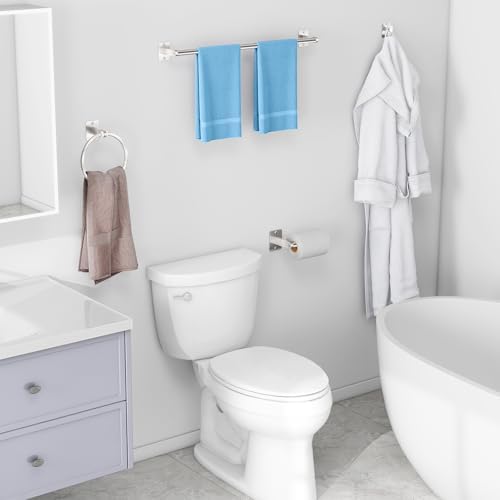 KLJKPA 8-Piece Brushed Nickel Bathroom Hardware Set, 24 inch Towel Bar - Image 2