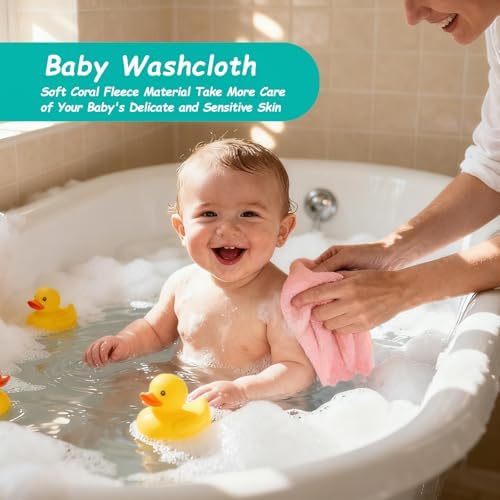 HOMEXCEL Baby Washcloths 12 Pack Coral Pink Microfiber 7"x9" Soft - Image 5