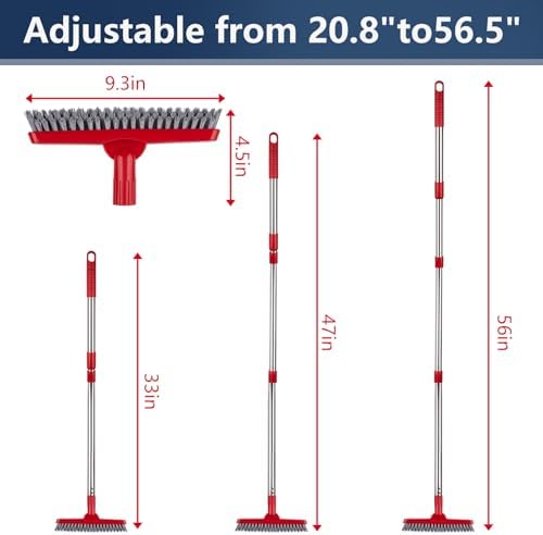 2 Pack Grout Brush with Long Handle, Swivel Cleaning Grout Line Scrubber - Image 2