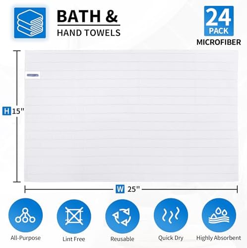 Hand Towels for Bathroom, 24 Pack 25''*15'' Microfiber Bath Hand Towels - Image 2