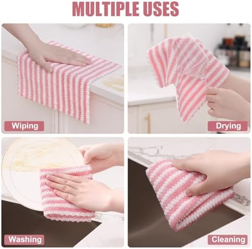 Homaxy 12 Pack Coral Velvet Dish Cloths, 10 x 10 inches - Image 4