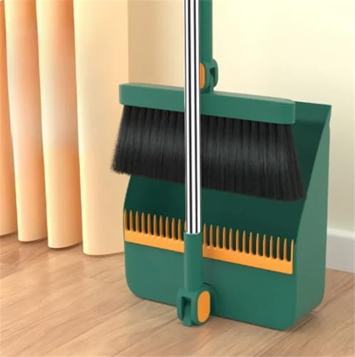 Dustpan Brush Set Long Handle Up to 37 Inches Adjustable Foldable, Plastic by Unknown