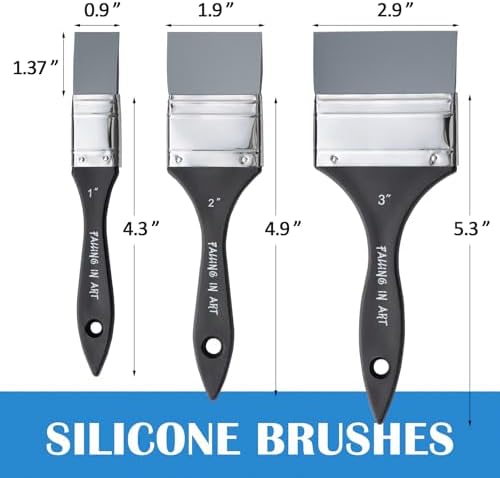 Falling in Art 3Pcs Silicone Paint Brush Set, Flat Shaped Painting Tool - Image 2