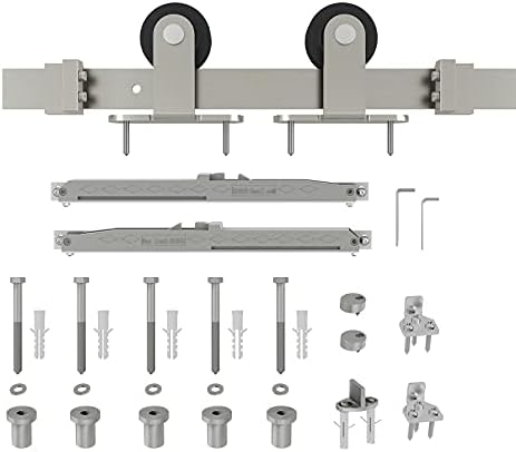 JUBEST 6FT Brushed Nickel Sliding Barn Door Hardware Track Kit - Image 3