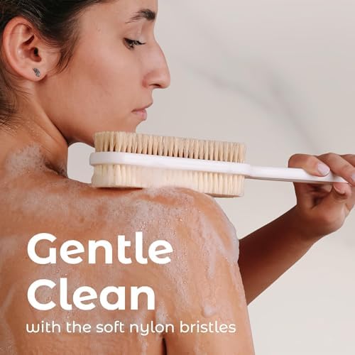 MainBasics Shower Brush Back Scrubber, Dual Sided Body Brush, Long Handle - Image 5