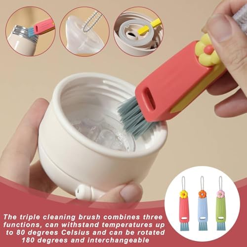 3-in-1 Rotatable Cup Lid Gap Cleaning Brush Set – 3 Pcs - Image 4