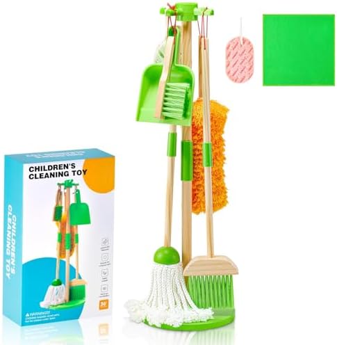 WHOHOLL 8 Pcs Wooden Kids Cleaning Toys Set, Pretend Play Housekeeping Toy by WHOHOLL