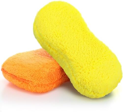 2 Pcs Large Microfiber Car Wash Sponges, 8.9 x 4.7 Inch by Tanlade