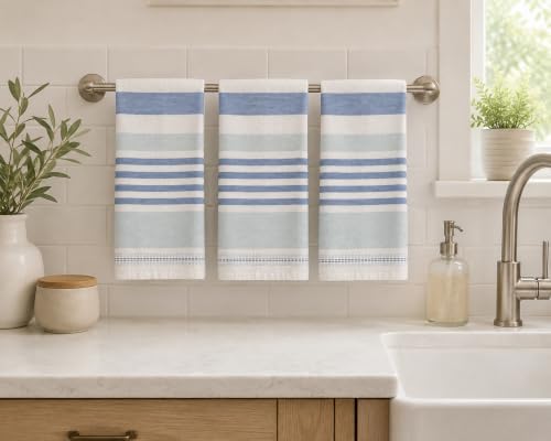 Serafina Home Blue White Kitchen Hand Dish Towels: Oversized 28" x 16" - Image 5
