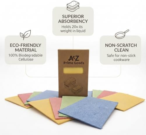 Premium 12 Pack Compressed Cellulose Kitchen Sponges -Heavy Duty Eco-Friendly - Image 2