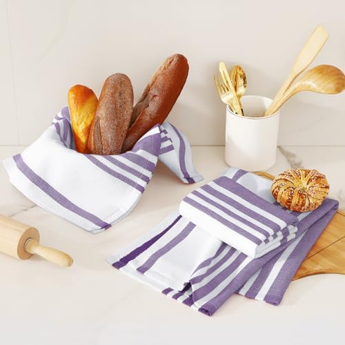 Homaxy Premium Cotton Stripe Kitchen Towels 3 Pack - Image 6