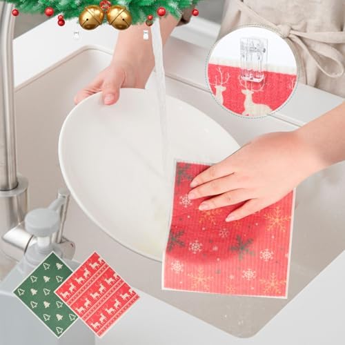 6 Pack Christmas Swedish Dishcloths - Image 3