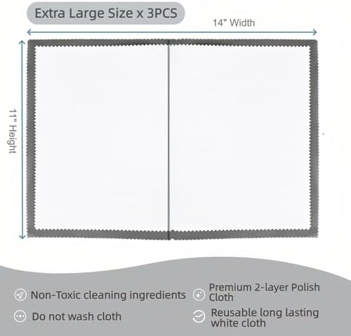 3PCS Silver Polishing Cloth 11x14'' X-Large Premium 2 Layer Cleaning Fabric - Image 3